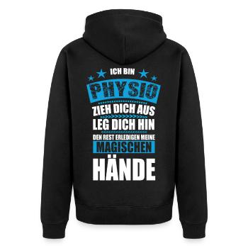Physio Physiotherapeut Physiotherapie Geschenk - Unisex Premium Bio Zip Hoodie - Schwarz - Hinten - Nico (187cm)