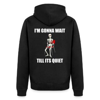 Lehrer Lehramt Geschenk Lustig - Unisex Premium Bio Zip Hoodie - Schwarz - Hinten - Nico (187cm)