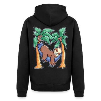 paresseux endormis dans l’hamac sur les palmiers - Veste à capuche bio Premium Unisexe - noir - Dos - Nico (187cm)