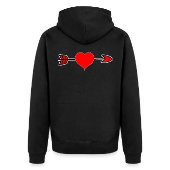 Arrow Through Heart Love Romantic Cupid Gift - Unisex Premium Organic Zip Hoodie - black - Back - Nico (187cm)
