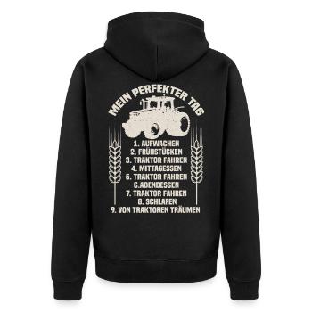 Lustige Bauern Spruch Landwirt Traktor Geschenk - Unisex Premium Bio Zip Hoodie - Schwarz - Hinten - Nico (187cm)