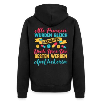 Apothekerin Apotheken Lustig Spruch Medikamente - Unisex Premium Bio Zip Hoodie - Schwarz - Hinten - Nico (187cm)