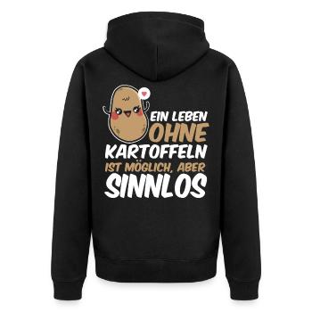 Kartoffel Pflanze Rezepte Gerichte Lecker Geschenk - Unisex Premium Bio Zip Hoodie - Schwarz - Hinten - Nico (187cm)