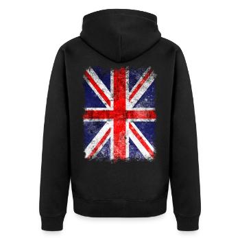 Drapeau britannique. Drapeau Union Jack fier. Cool britannique - Veste à capuche bio Premium Unisexe - noir - Dos - Nico (187cm)
