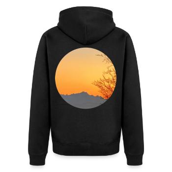 alpen natur - Unisex Premium Bio Zip Hoodie - Schwarz - Hinten - Nico (187cm)