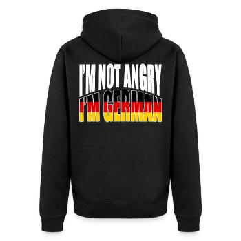 A German Tee For Germans Saying"I'm Not Angry I'm - Unisex Premium Organic Zip Hoodie - black - Back - Nico (187cm)