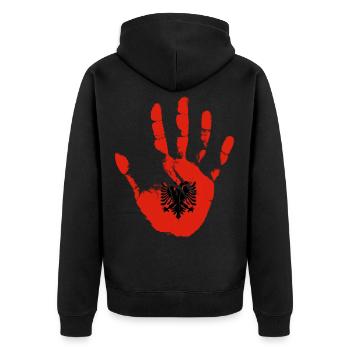 Albania Hand, Proud Albania Flag, Albania - Unisex Premium Bio Zip Hoodie - Schwarz - Hinten - Nico (187cm)