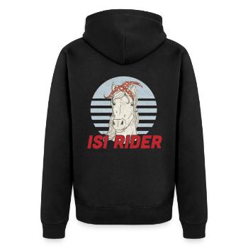 Reiten Islandpferd Isländer Pferd - Unisex Premium Bio Zip Hoodie - Schwarz - Hinten - Nico (187cm)