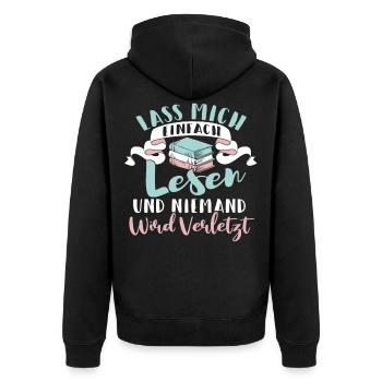 Lesen Buch Bücher Lustig Spruch Geschenk - Unisex Premium Bio Zip Hoodie - Schwarz - Hinten - Nico (187cm)