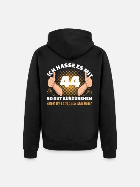 44 years birthday saying gift - Unisex Premium Organic Zip Hoodie - black