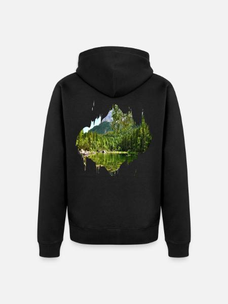 Farbfleck Splash Naturlandschaft - Unisex Premium Bio Zip Hoodie - Schwarz