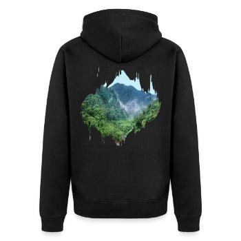 Regenwald Urwald Amazonas Farbfleck Geschenk - Unisex Premium Bio Zip Hoodie - Schwarz - Hinten - Nico (187cm)
