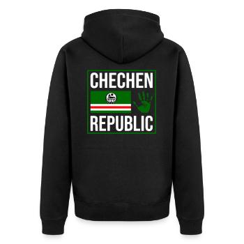 Chechen Republic, Strong Chechnya Flag, Chechnyan - Unisex Premium Organic Zip Hoodie - black - Back - Nico (187cm)