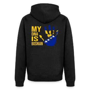 My DNA Is Bosnian, Bosnia Flag, Bosnia - Unisex Premium Bio Zip Hoodie - Schwarz - Hinten - Nico (187cm)