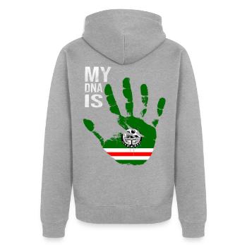 Chechen Flag, My DNA Is Chechnya, Chechnyan Flag - Unisex Premium Organic Zip Hoodie - heather grey - Back - Nico (187cm)