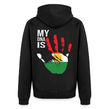 Kurdistan Love, My DNA Is Kurdish, Kurdistan Flag - Unisex Premium Bio Zip Hoodie - Schwarz - Hinten - Nico (187cm)