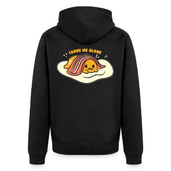 Ei Speck leave me alone - Unisex Premium Bio Zip Hoodie - Schwarz - Hinten - Nico (187cm)