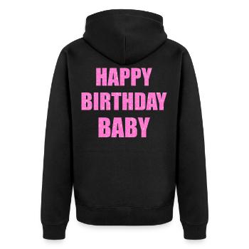 Rosa Glitzer Happy Birthday Baby Funkeln Geschenk - Unisex Premium Bio Zip Hoodie - Schwarz - Hinten - Nico (187cm)