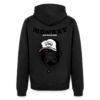 Monkey Businez - Biker - Unisex Premium Bio Zip Hoodie - Schwarz - Hinten - Nico (187cm)
