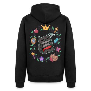 lazy cat chill out fairy tale - Unisex Premium Organic Zip Hoodie - black - Back - Nico (187cm)