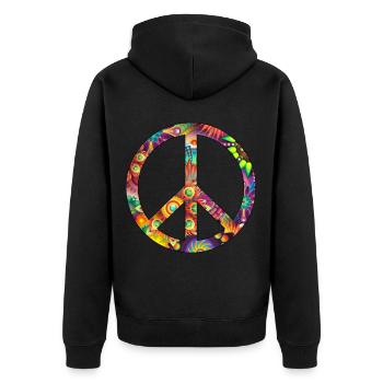 Peace , Frieden - Unisex Premium Bio Zip Hoodie - Schwarz - Hinten - Nico (187cm)
