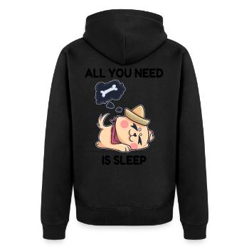 Dog dream bones sleep - Unisex Premium Organic Zip Hoodie - black - Back - Nico (187cm)