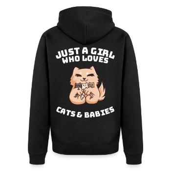 Cat mom baby child gift - Unisex Premium Organic Zip Hoodie - black - Back - Nico (187cm)