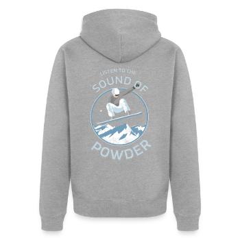 Snowboarder powder design - Unisex Premium Organic Zip Hoodie - heather grey - Back - Nico (187cm)