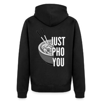 Pho Bo Pho Suppe Asiatische Suppe - Unisex Premium Bio Zip Hoodie - Schwarz - Hinten - Nico (187cm)