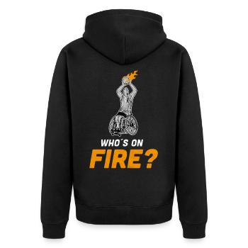 Rollstuhl Basketball Sport - Unisex Premium Bio Zip Hoodie - Schwarz - Hinten - Nico (187cm)