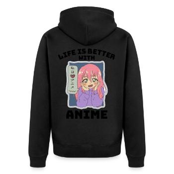 Cadeau de vie anime manga - Veste à capuche bio Premium Unisexe - noir - Dos - Nico (187cm)