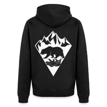 Paysage de montagnes d'ours - Veste à capuche bio Premium Unisexe - noir - Dos - Nico (187cm)