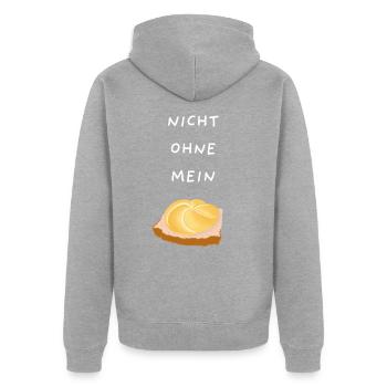 Leberkäse Design - Fleischkäse lustig - Unisex Premium Bio Zip Hoodie - Grau meliert - Hinten - Nico (187cm)