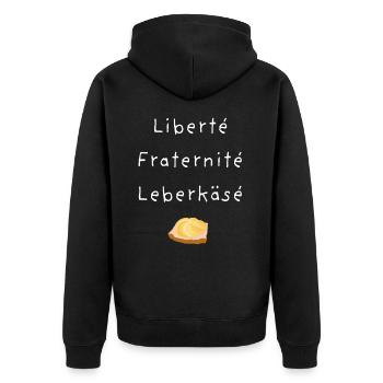 Leberkäse Design - funny meat cheese - Unisex Premium Organic Zip Hoodie - black - Back - Nico (187cm)