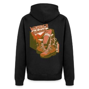 Lustig Wandern Frau Natur Geschenk - Unisex Premium Bio Zip Hoodie - Schwarz - Hinten - Nico (187cm)