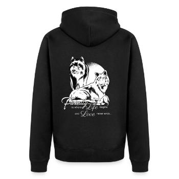 Wolf family beautiful saying - Unisex Premium Organic Zip Hoodie - black - Back - Nico (187cm)