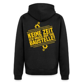 Bau Bauarbeiter Baumeister Baustelle Geschenk - Unisex Premium Bio Zip Hoodie - Schwarz - Hinten - Nico (187cm)