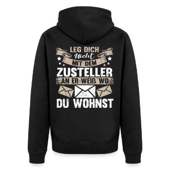 Briefträger Paketbote Lustig Postbote Geschenk - Unisex Premium Bio Zip Hoodie - Schwarz - Hinten - Nico (187cm)