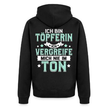 Lustig Töpfern Keramiker Töpfer Keramik Geschenk - Unisex Premium Bio Zip Hoodie - Schwarz - Hinten - Nico (187cm)