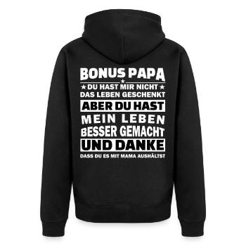 Stepfather step dad gift saying - Unisex Premium Organic Zip Hoodie - black - Back - Nico (187cm)