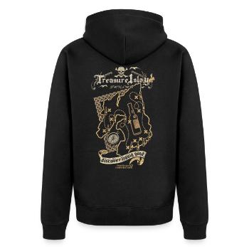Treasure Islay - Unisex Premium Bio Zip Hoodie - Schwarz - Hinten - Nico (187cm)