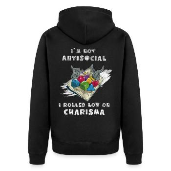 Rollenspiel RPG - D20 Würfel Rollenspieler - Unisex Premium Bio Zip Hoodie - Schwarz - Hinten - Nico (187cm)