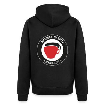 Barista Barista Antifacista - Antifascisme - - Veste à capuche bio Premium Unisexe - noir - Dos - Nico (187cm)