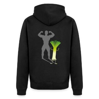 Lauch Fitness Pumper Design als Sport Motivation - Unisex Premium Bio Zip Hoodie - Schwarz - Hinten - Nico (187cm)
