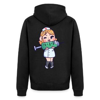 Infirmière seringue aide cadeau - Veste à capuche bio Premium Unisexe - noir - Dos - Nico (187cm)
