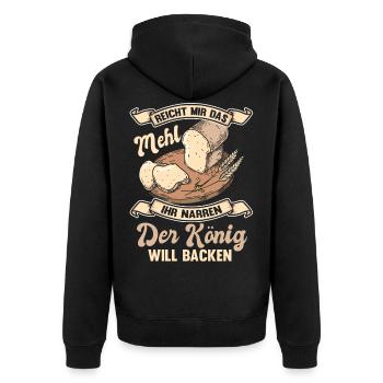 Bäcker Bäckerei Lustiger Spruch Brot Geschenk - Unisex Premium Bio Zip Hoodie - Schwarz - Hinten - Nico (187cm)