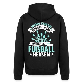 Lustig Bowling Bowlingspieler Kegeln Geschenk - Unisex Premium Bio Zip Hoodie - Schwarz - Hinten - Nico (187cm)