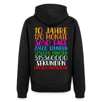 10. Geburtstag Geschenkidee Bday Spruch Geschenk - Unisex Premium Bio Zip Hoodie - Schwarz - Hinten - Nico (187cm)