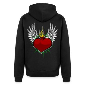 Coeur avec épines et ailes - Veste à capuche bio Premium Unisexe - noir - Dos - Nico (187cm)