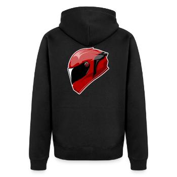 Motorrad helm Rot - Unisex Premium Bio Zip Hoodie - Schwarz - Hinten - Nico (187cm)